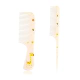2uds Lindo Juego Peines Pelo, Dientes Finos & Cola Rata Peine Peinado Mini Bebé Cepillo Pelo Plástico Herramientas Accesorios para Pequeños Niños Mujeres Todos Los Tipos (Jirafa Amarilla)