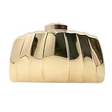 PENGZHI Women Metal Evening Bag Acrylic Clutch Purse Chic Metallic Handbag Clutch Bag Wedding Bridal Purse for Party Prom, Gold