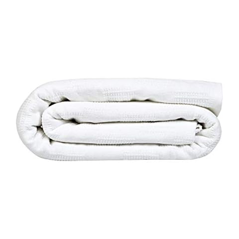 Linteum Textile Supply Thermal Blanket (White, Queen) Long Lasting and Durable Snag-Free Soft Blanket, Made from 100% Cotton Material for Home, Hospitals, 90x90 Inches Cover