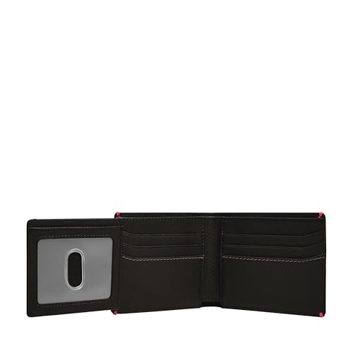 Image of Fossil Men's Sport Tourer Leather Bifold Flip ID Wallet; Slim Wallet for Men, Black