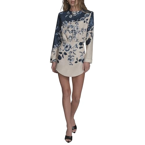 BCBG Women's Long Sleeve High Neck Blouson A-line Mini Dress2