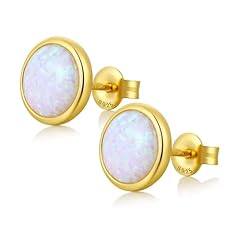 18K Gold Plated - White Opal - Round