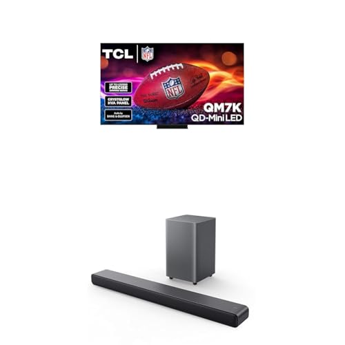 Image of TCL 85-Inch QM7K QLED 4K Smart QD-Mini LED TV with Google TV (85QM7K, 2025 Model) + S55H S Class 2.1 Channel Sound Bar with Dolby Atmos