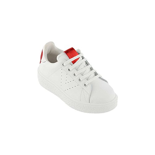 Victoria Girls Casual Leather Shoes, White Red Star,11.5 M US3