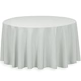 LinenTablecloth 120-Inch Round Polyester Tablecloth Silver
