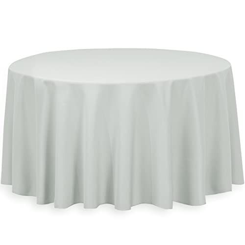 LTC LINENS Round Tablecloth - 120 Inch Round Table Cloth for 60 Inch Circle Table - Gray/Silver - Wrinkle Resistant Polyester Fabric Table Cover