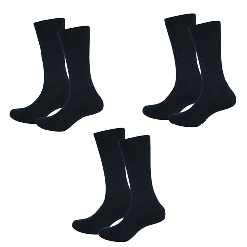 Image of 3 Pack Cotton Crew Socks for Womens Lightweight Casual Wear Business Socks, 6 to 9(WS1002-3BLA-3PK-6TO9)