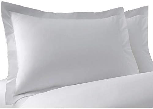 400 Thread Count 2 Piece %100 Turkish Cotton Plain White Pillow Shams - Queen