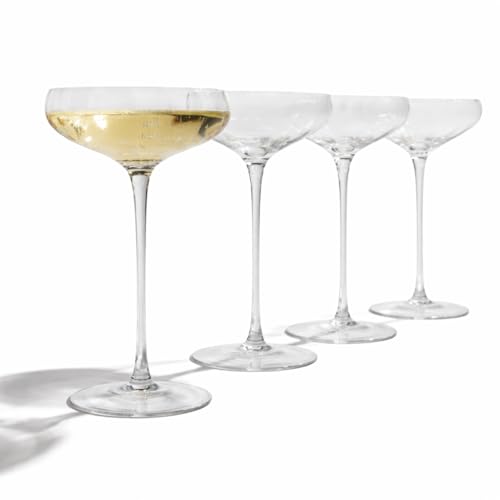 Rounded Cocktail Coupe Glasses &ndash; Set of 4 Elegant 8oz Bar Glasses for Gin & Tonic, Cosmopolitan...