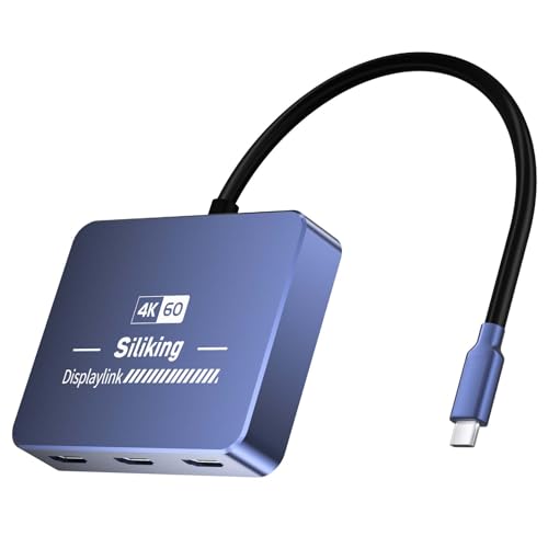 Siliking MacBook Dual 4K HDMI Adapter, Supports DisplayLink USB-C Hub for Multiple Monitors with Seamless Apple Mac M1, M2, M3 Compatibility, HDMI to USB-C Connection