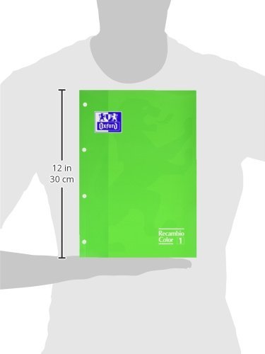 Recambio Cuaderno Oxford A4 - 80 Hojas Cuadriculadas 5x5 Mm, Color Verde, Encolado Y Tapa Rígida