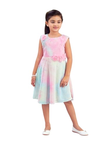 Image of Aarika Girls Multi Colour Tie & Dye Winter Woolen Frock