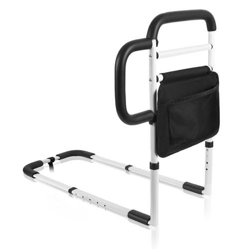 NobrNyanT Bed Rails Grab Bar Bed Handrails for Elderly Adults Safety, Bed Cane for Seniors with Foam Handle and Storage Pocket, Adjustable Bedside Assist