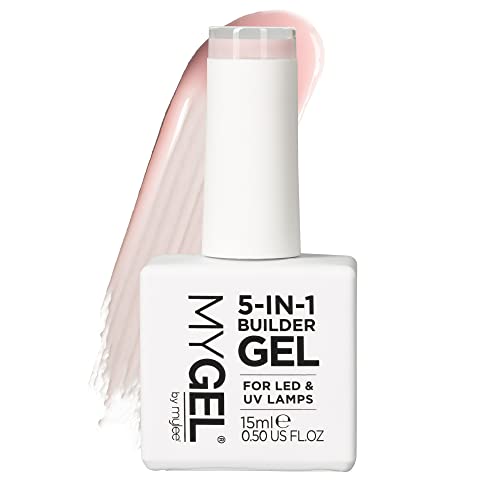 Mylee 5 in 1 Aufbaugel, 15ml, UV/LED Lampe benötigt, für harte, starke Nägel, Nagel Tips & Extensions, Verankerung von Stickern & Steinchen, Verbesserung deiner Maniküren (Light Pink)