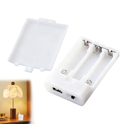 1Pcs Battery Case Box with USB Port, 3 X AA Battery Power Bank with On/Off Switch, Portable Battery Holder Case, USB Battery Pack for 4.5V LED Strip Lights Fairy String Lights Christmas Decoration DIY