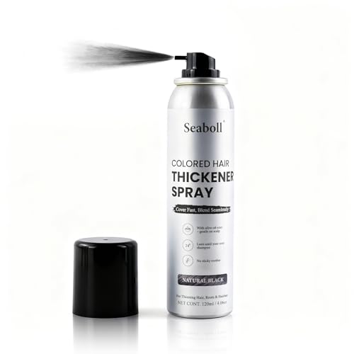 Seaboll Root Touch Up Hair Color Spray–4oz, Sweat-Resistant & Natural, Instant Gray Hair Cover Up, Temporary Root Concealer Hair Filler Dye Spray for Hairline, Scalp&Thinning–Natural Black–Women & Men