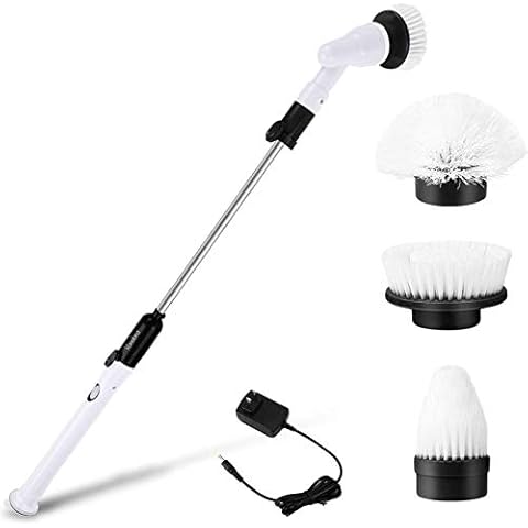 Electric Spin Scrubber Cordless Shower Scrubber, 360 Power Bathroom Scrubber with 3 Replaceable Cleaning Brush Head & Adjustable Extension Handle for Tub, Tile, Floor (Black New 2020) Cover