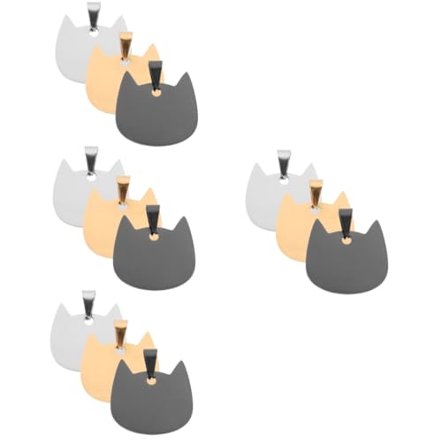 Abaodam 4sets Stainless Steel Pet Id Tags Engraved Dog Cat Shape Tags Lightweight Smooth Surface for Dog Collars and Pet Accessories 3pcs*4