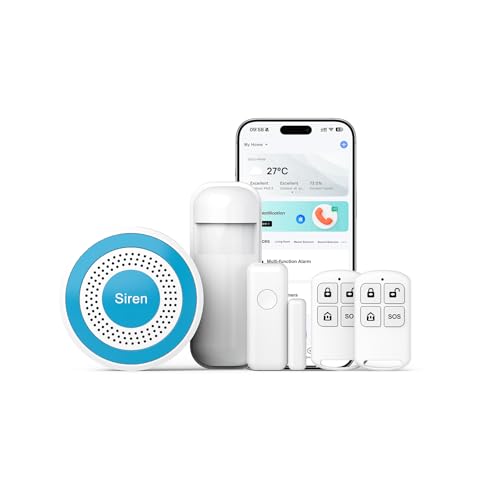 Sistema de Seguridad Wi-Fi para el Hogar LWOHSI - Sistema de Alarma Inalámbrico con Alertas por App, Kit de 5 Piezas, Compatible con Alexa, para Casa y Apartamento