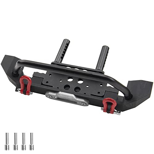 ShareGoo Metal Bumper with Tow Trailer Compatible with Axial SCX10 90046 90047 Traxxas TRX-4 Redcat Gen8 1/10 RC Crawler Car (Front Bumper)