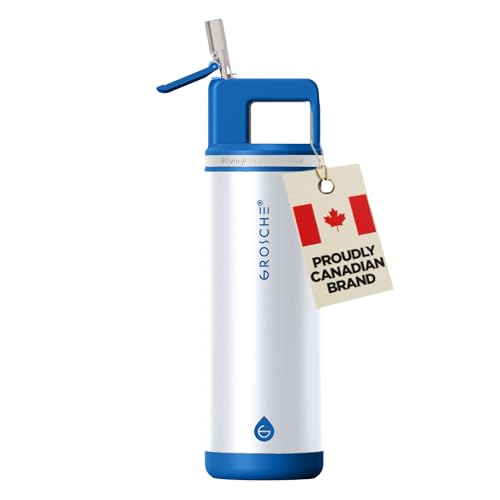 GROSCHE Alpine Shimmer Insulated Bottle Leakproof Lid, Glacier White, 20 o