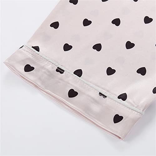 Heart Print Satin 𝐏ajamas 2 Piece Sets for Toddler Short Soft Buttons Shirts Shorts Sl𝐞epwear Kids Summer 𝗟oungewear2