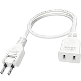 家電用電源コード 電源延長コード 2ピンプラグ接続可能 ACアダプタ用電源延長コード 延長ケーブル 短い ‎オス-メス 電源タップ トラッキング火災予防 絶縁キャップ付き 配線しやすい 180°スイングプラグ 1個口 OAタップ 電源コード (1本入り, ホワイト, 50cm)