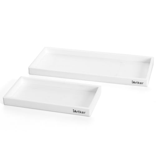 Silicone Bathroom Trays,11.7" and 7.7" Shatterproof Flexible Tray for Vanity, Kitchen Sink, Toilet Accessories (Small+Large)