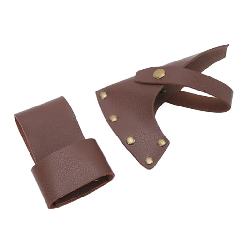 Taidda Funda para Hacha, Ligera, Impermeable, de Piel Sintética, Cubierta de Metal para Acampar Esencial, Color Marrón