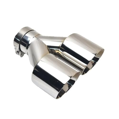 Silencieux d'échappement double acier inoxydable poli 101mm biais universel auto