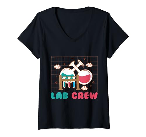 Fête sur le thème scientifique de Lab Crew et anniversaire scientifique pour enfants T-Shirt avec Col en V