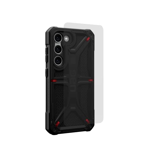 URBAN ARMOR GEAR UAG Designed for Samsung Galaxy S23 Case Protective Cover Monarch Kevlar Black + Premium Tempered Glass Shield Plus 6.1