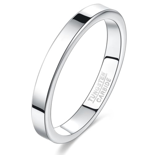 Bague en tungstène de 3 mm Vakki pour femme alliance fine argent taille 49 à 60