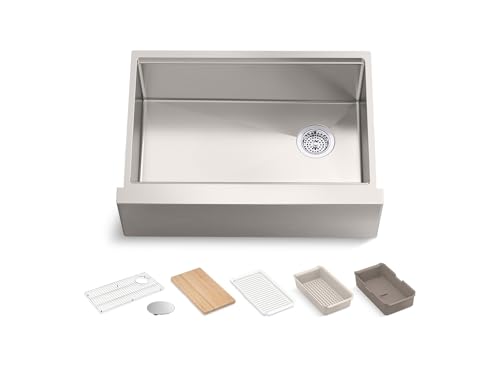 Strive 29-1/2" Undermount Single-Bowl Farmhouse Workstation Kitchen Sink, Includes Accessories, 16-Gauge Stainless Steel, K - Kohler 33655-PC-NA