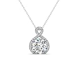 Cate & Chloe Alessandra 18k White Gold Plated CZ Halo Infinity Pendant Necklace, Best Round Diamond Solitaire Cubic Zirconia Crystal Silver Necklaces Special-Occasion Jewelry