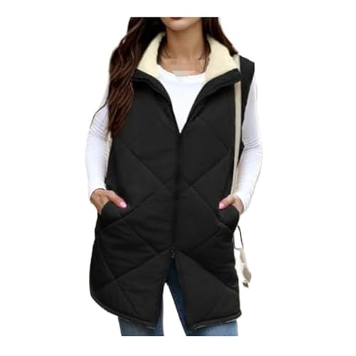 Chaleco reversible mujer largo abrigo sin mangas de invierno con cremallera