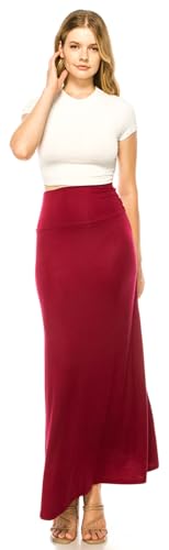 Image of URBAN K Womens Basic Foldable High Waist Regular and Plus Size Maxi Skirts