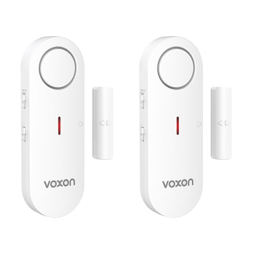 VOXON Door Alarms for Kids Safety - Window Alarms for Personal Home Security - 2 in 1 Chime/Alarm | 3-Level Volume Control - Burglar Door Sensor Alarm for Pool House Rooms Garage RVs - 2 Pack