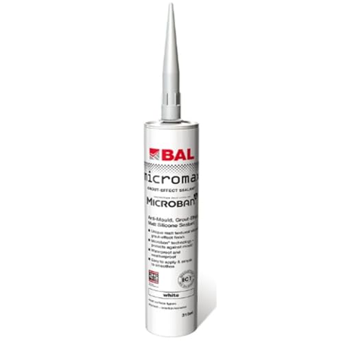 BAL Micromax3 Grout Effect Sealant Suitable For Wall and Floor Matt Finish Tile Silicone Anti Mould Sealer 310ml - White