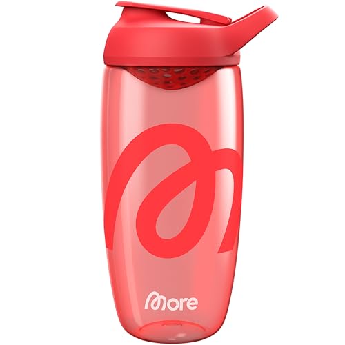 MORE Premium Shaker, 700 ml, Rot, integriertes Mischsieb & Trageschlaufe, geräuschlos, mit hochwertigem ECOZEN Kunststoff