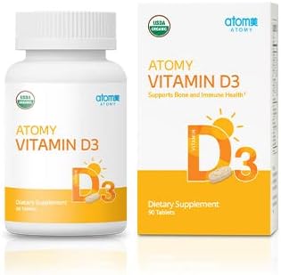 Atomy Vitamina D3 - Apoya la salud ósea e inmunológica, 90 comprimidos, vegano, orgánico sin OMG