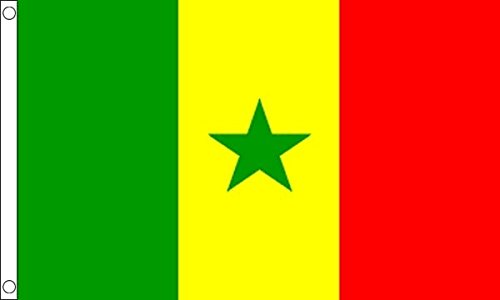 Flagtex Senegal Flag 5ft x 3ft National Flag Green Yellow Red Three Vertical Stripes with Green Star Premium Quality Polyester Double Stitched Brass Grommets 150cm x 90cm Indoor Outdoor Banner