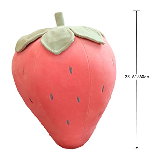 Cute Fruit Kids Pillow Stuffed Strawberry Plush Pillows Super Soft Girls Pillows Cushion Seat For Kids Toys (Pink,23.6"/60Cm) 1 Count (Pack Of 1) #TOP1