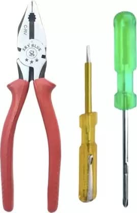 Sky Blue Enterprises Multipurpose 3 Piece Tool Kit Line Testar - 2 In 1 Screwdriver - C-rv Lineman Plier (Length : 8 inch)