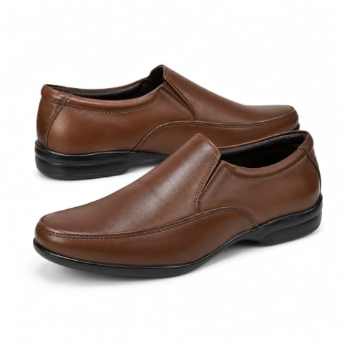Image of Formal Leather Slipon Shoe for Men | Premium Brown Office and Party Footwear | Comfortable Classic Dress Shoes
