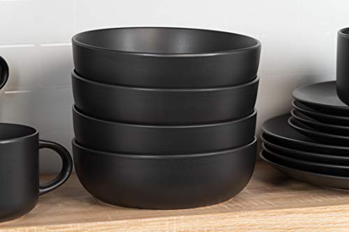 10 Strawberry Street Wazee Matte Coupe Dinnerware Set, 16 Pc, Black #TOP4