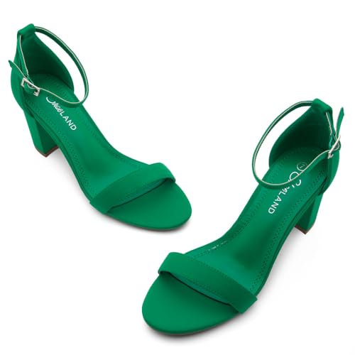 Image of Shoe Land Low Chunky Heels for Women Open Toe Ankle Strap Block Heel Sandals 3 Inch Dressy Heels for Wedding Party Date Night