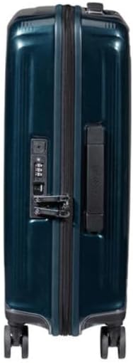 Strona view of Samsonite Nuon Spinner suitcase showing the integrated TSA combination lock and anti-theft zipper.