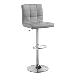 Panana Height Adjustable Cuban Bar Chairs Synthetic Leather 360° Swivel Kitchen Stool with Backrest and Footrest for Breakfast Bar, Counter, Kitchen and Home (Gray, One Stool)