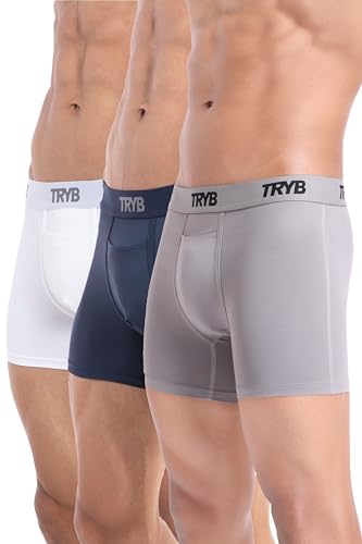 Image of TRYB Sports Underwear for Men | Stretchable Active Square Cut Trunks for Running & Gym Workout | Quick Dry, Breathable, Moisture Wicking & Anti Chafing | Sports Innerwear Boxers
